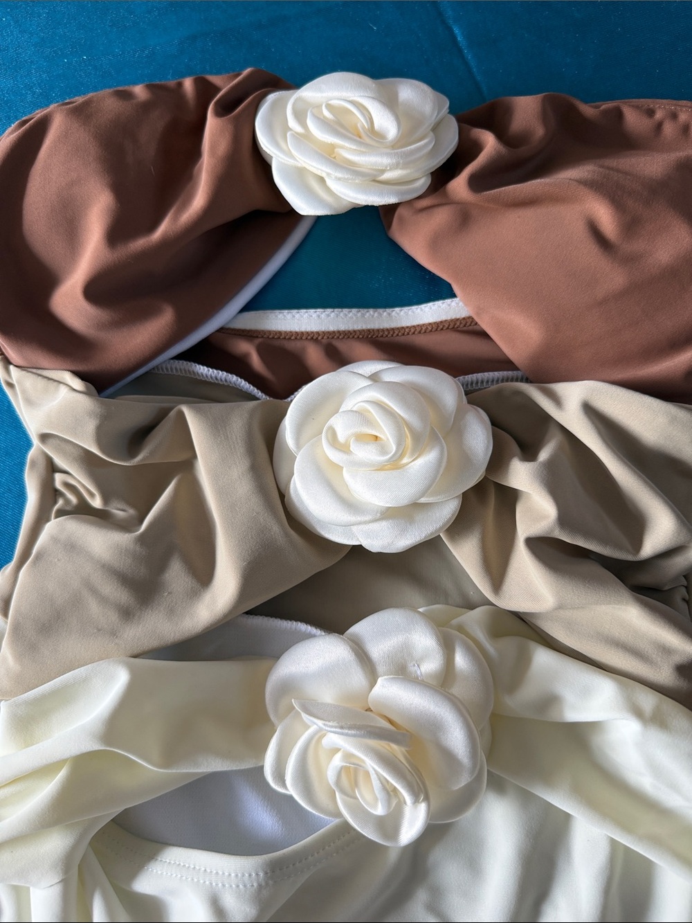 Tiered Floral One-Piece Swimsuit in Cream, Tan & Brown - Picture 2 of 6